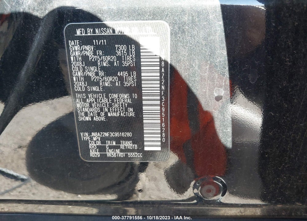 2012 INFINITI QX56 VIN: JN8AZ2NF3C9516280