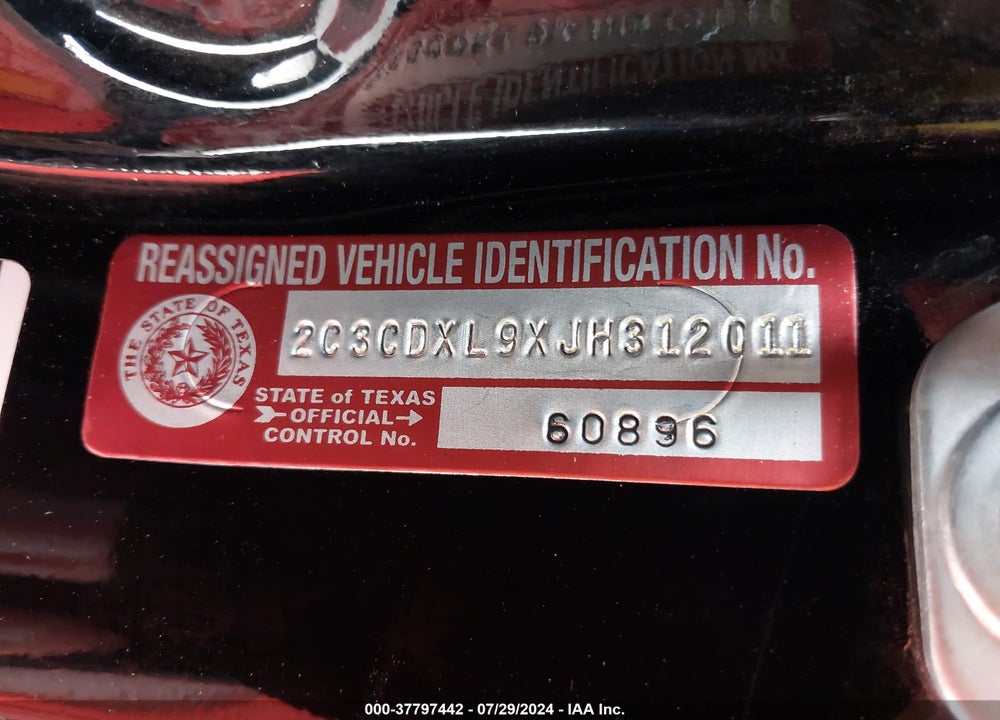 2018 DODGE CHARGER SRT HELLCAT RWD VIN: 2C3CDXL9XJH312011