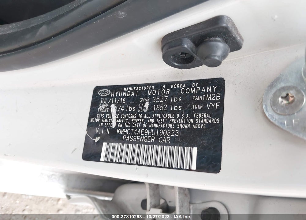 2017 HYUNDAI ACCENT SE VIN: KMHCT4AE9HU190323