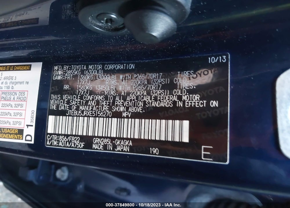 2014 TOYOTA 4RUNNER SR5 VIN: JTEBU5JRXE5156270