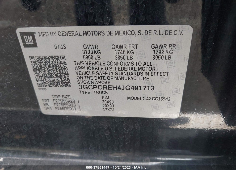 2018 CHEVROLET SILVERADO 1500 1LT VIN: 3GCPCREH4JG491713
