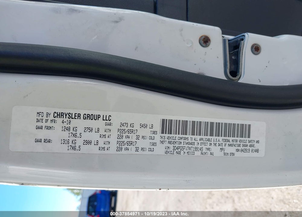 2010 DODGE JOURNEY SXT VIN: 3D4PG5FV7AT199145