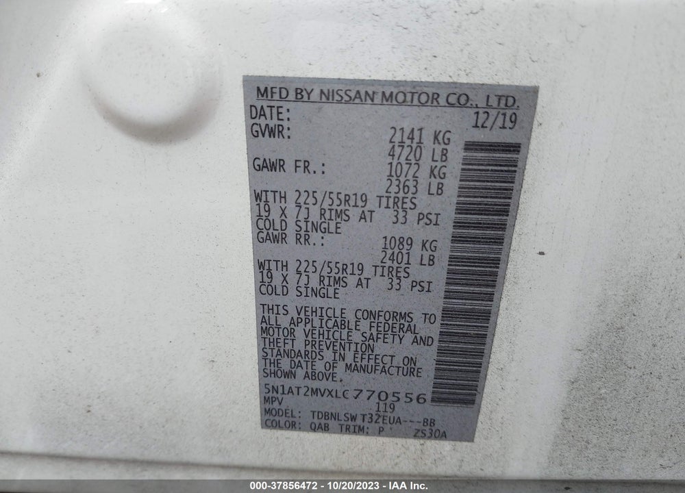 2020 NISSAN ROGUE VIN: 5N1AT2MVXLC770556