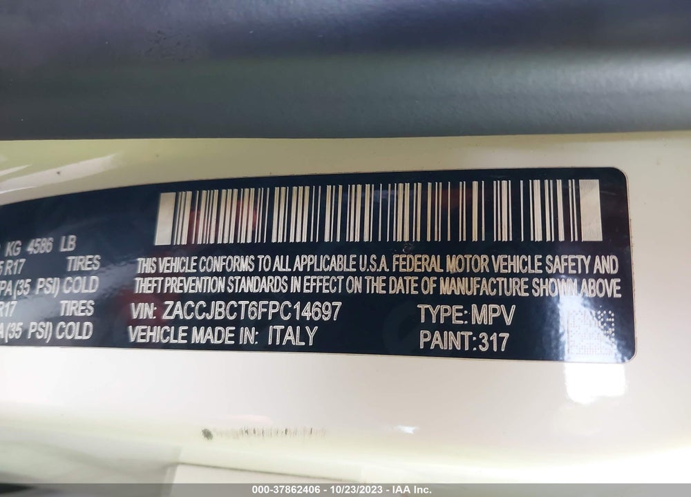 2015 JEEP RENEGADE TRAILHAWK VIN: ZACCJBCT6FPC14697