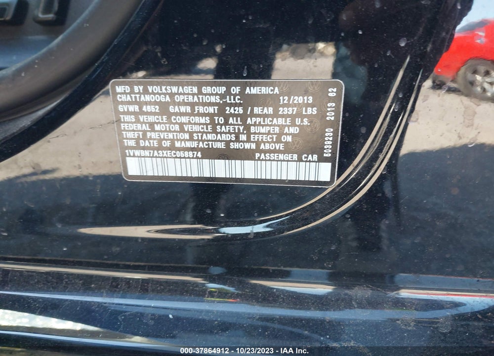 2014 VOLKSWAGEN PASSAT 2.0L TDI SE VIN: 1VWBN7A3XEC058874