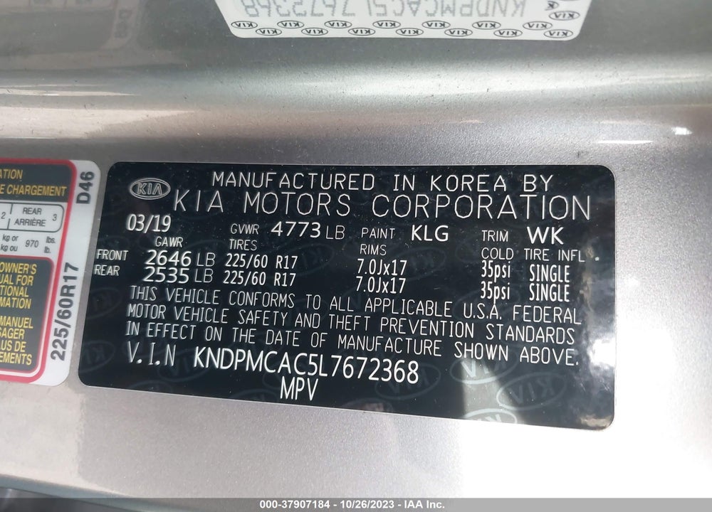 2020 KIA SPORTAGE LX VIN: KNDPMCAC5L7672368
