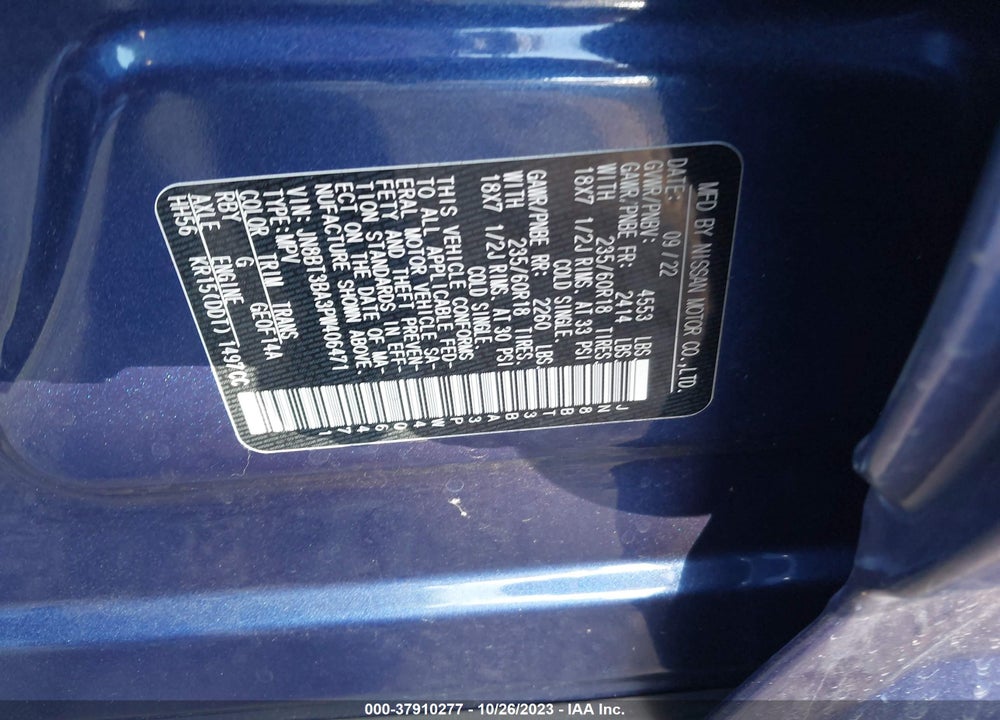 2023 NISSAN ROGUE SV FWD VIN: JN8BT3BA3PW406471