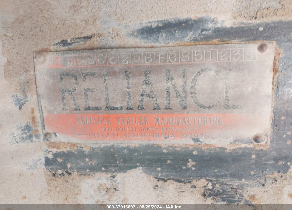 1985 RELIANCE TRAILER MFG DUMP VIN: 1RESC6206FC851238