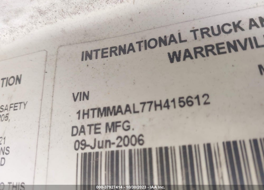 2007 INTERNATIONAL 4000 4300 VIN: 1HTMMAAL77H415612