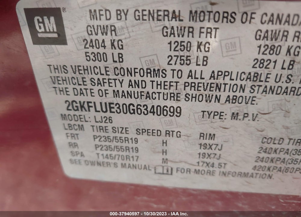 2016 GMC TERRAIN SLT VIN: 2GKFLUE30G6340699