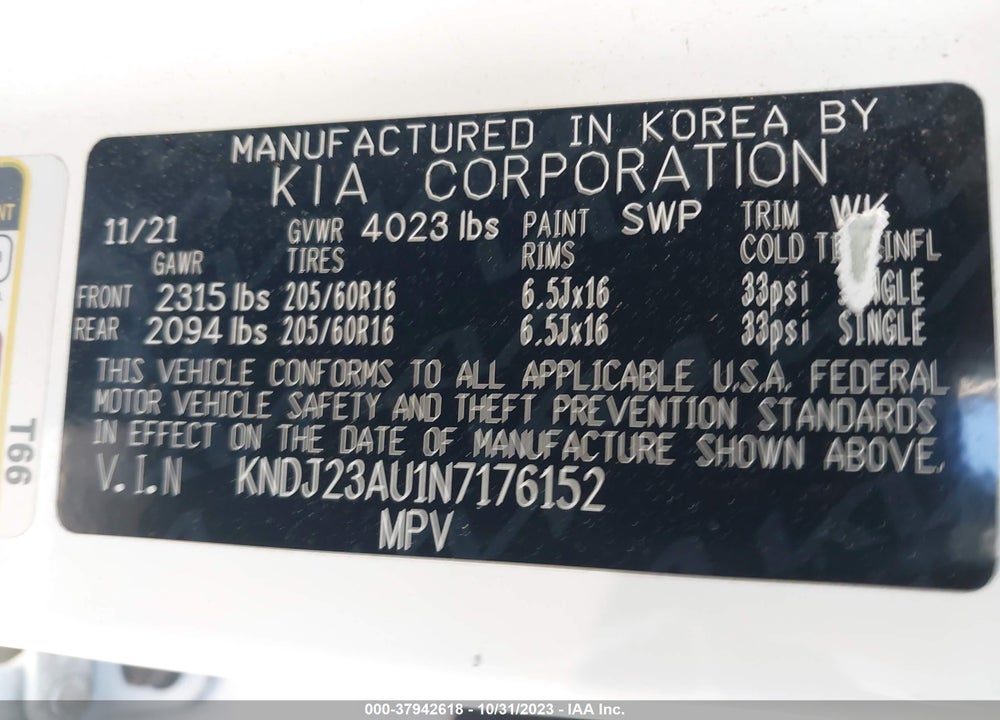 2022 KIA SOUL LX VIN: KNDJ23AU1N7176152