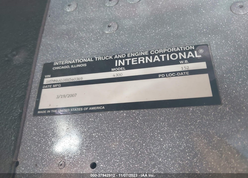 2008 INTERNATIONAL 4000 VIN: 1HTMMAAL08H540369