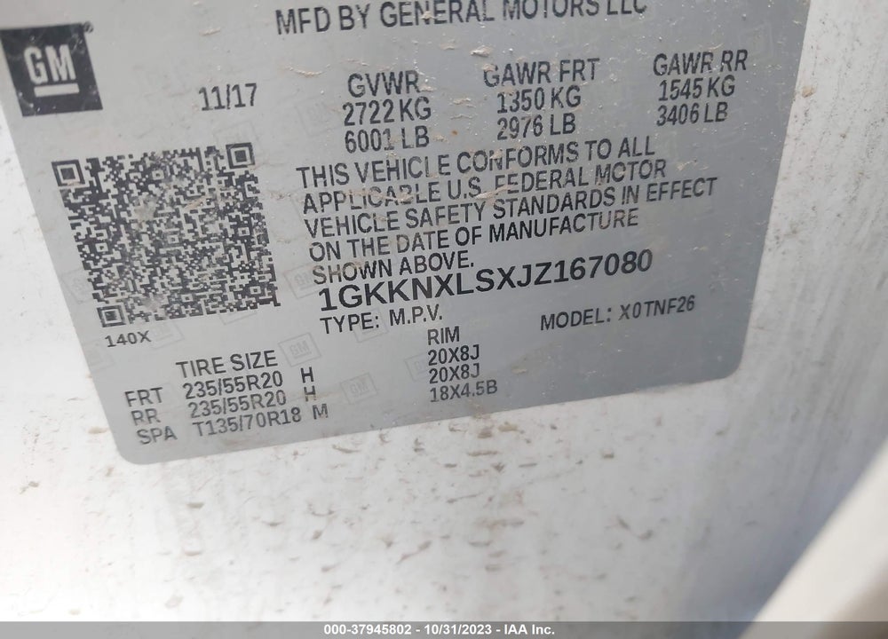 2018 GMC ACADIA DENALI VIN: 1GKKNXLSXJZ167080