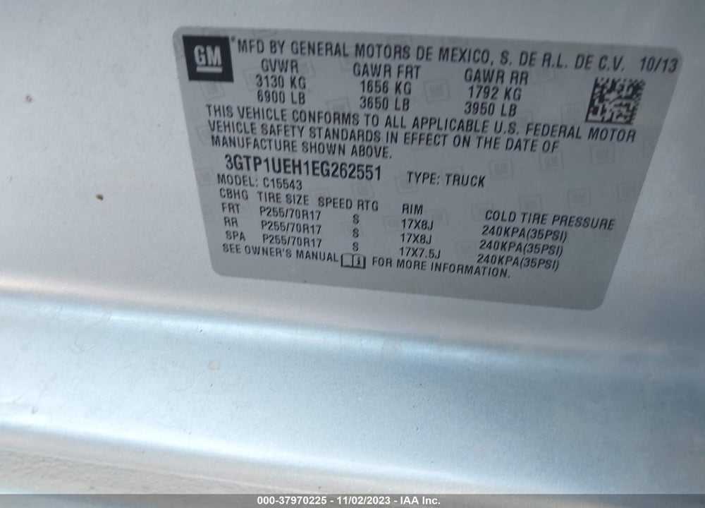 2014 GMC SIERRA 1500 SLE VIN: 3GTP1UEH1EG262551
