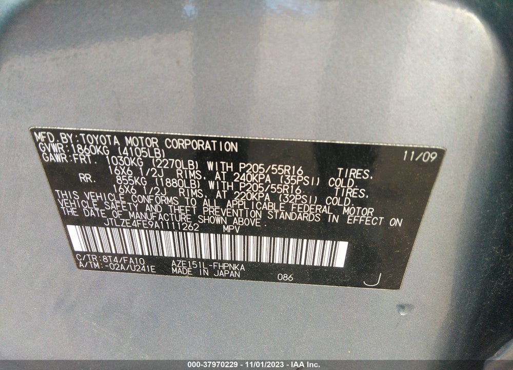 2010 SCION XB VIN: JTLZE4FE9A1111262