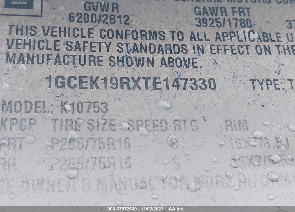 1996 CHEVROLET GMT-400 K1500 VIN: 1GCEK19RXTE147330