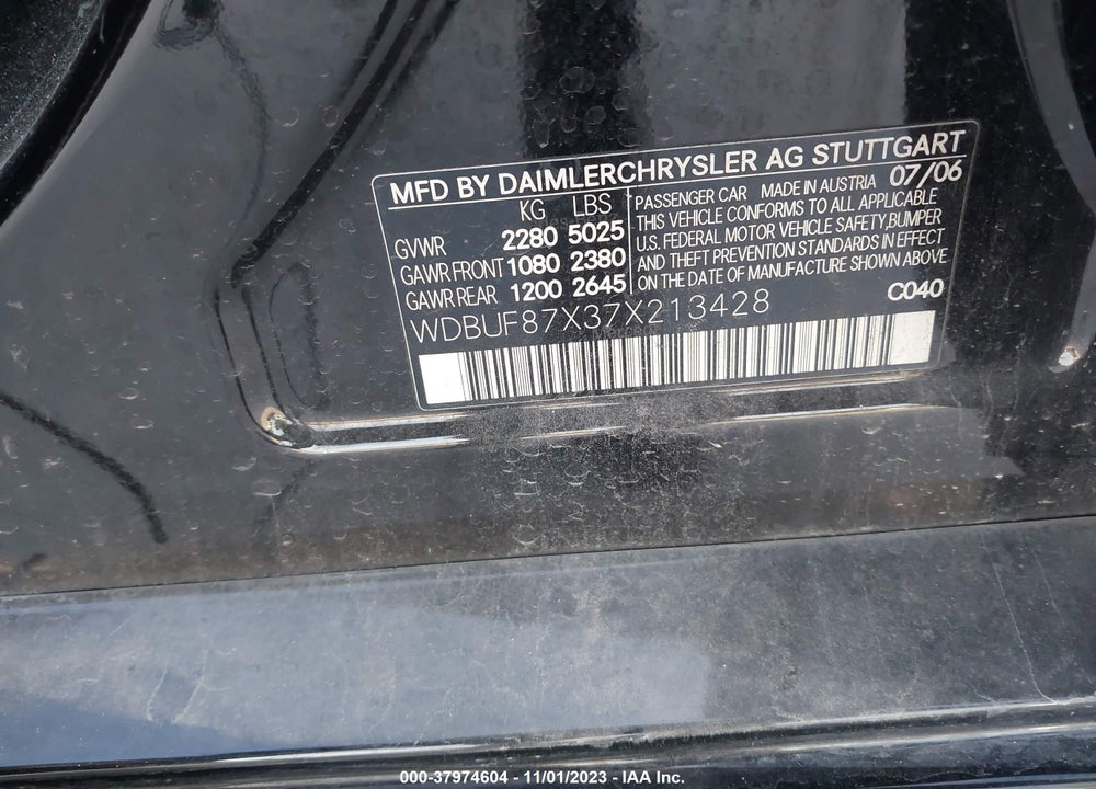 2007 MERCEDES-BENZ E 350 4MATIC VIN: WDBUF87X37X213428
