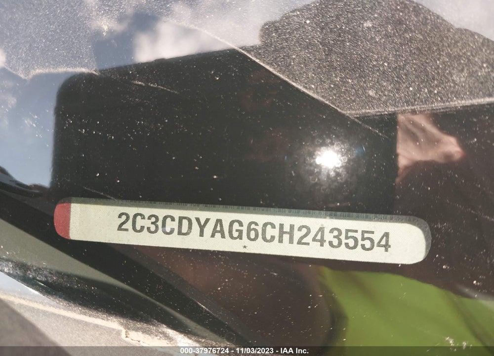 2012 DODGE CHALLENGER SXT VIN: 2C3CDYAG6CH243554