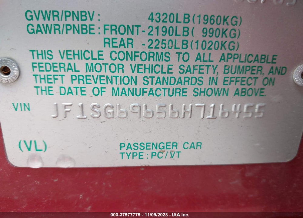2006 SUBARU FORESTER 2.5XT LIMITED VIN: JF1SG69656H716455