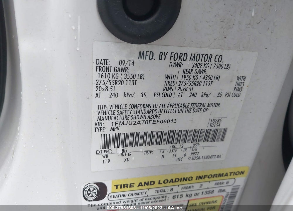 2015 FORD EXPEDITION LIMITED VIN: 1FMJU2AT0FEF06013
