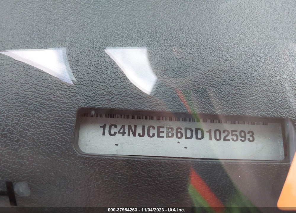 2013 JEEP COMPASS LATITUDE VIN: 1C4NJCEB6DD102593