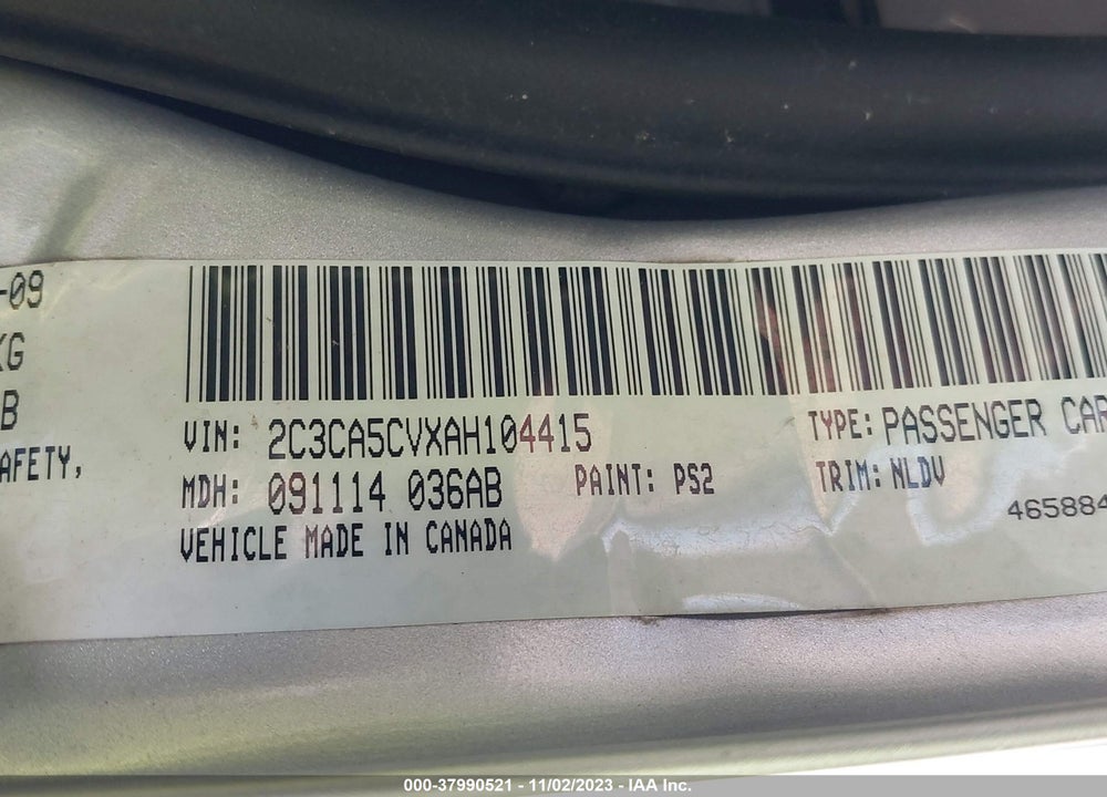 2010 CHRYSLER 300 TOURING/SIGNATURE SERIES/EXECUTIVE SERIES VIN: 2C3CA5CVXAH104415