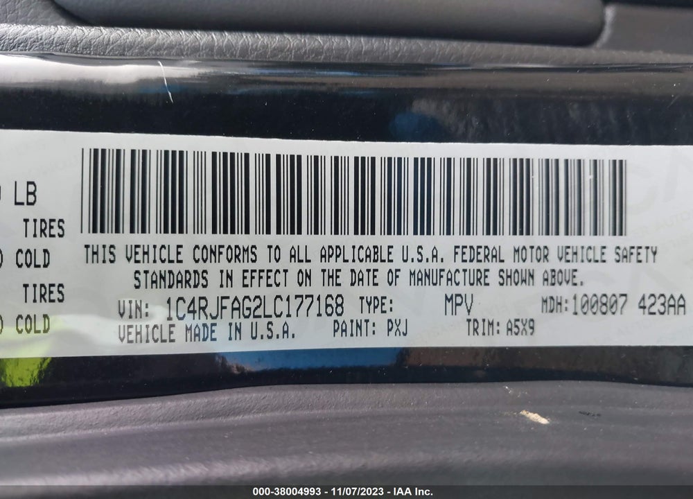 2020 JEEP GRAND CHEROKEE LAREDO E 4X4 VIN: 1C4RJFAG2LC177168