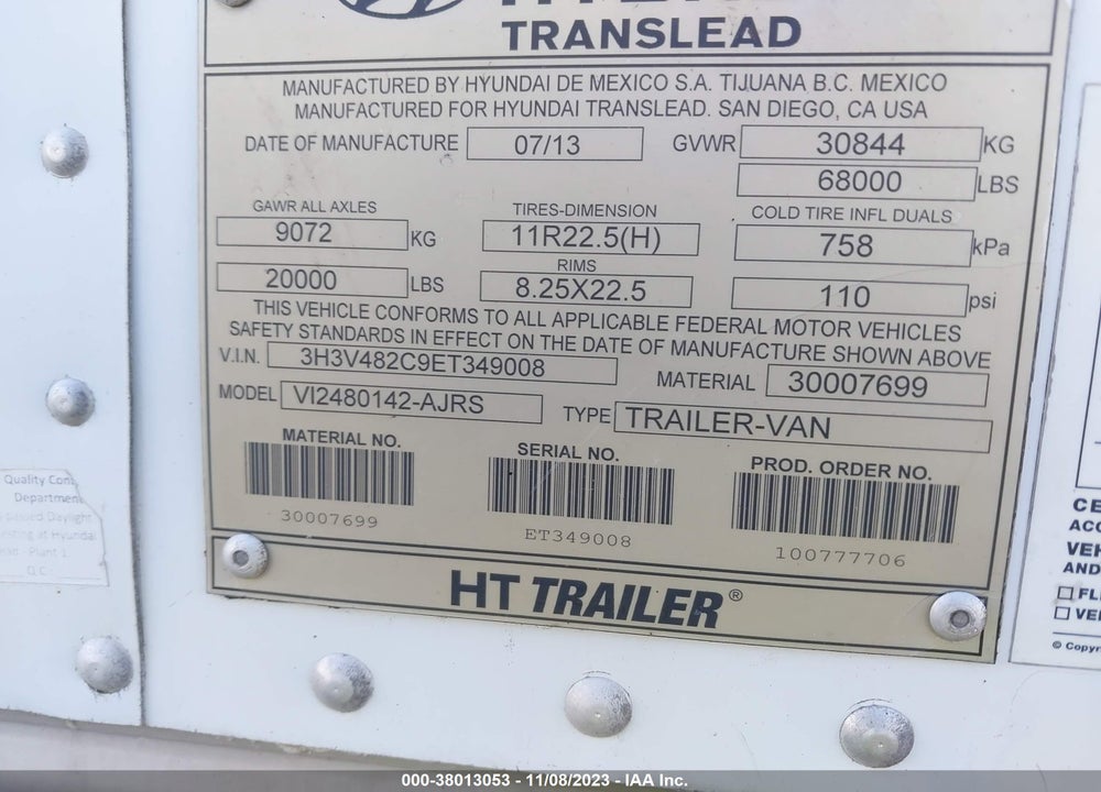 2014 HYUNDAI TRANSLEAD INC UNKNOWN VIN: 3H3V482C9ET349008