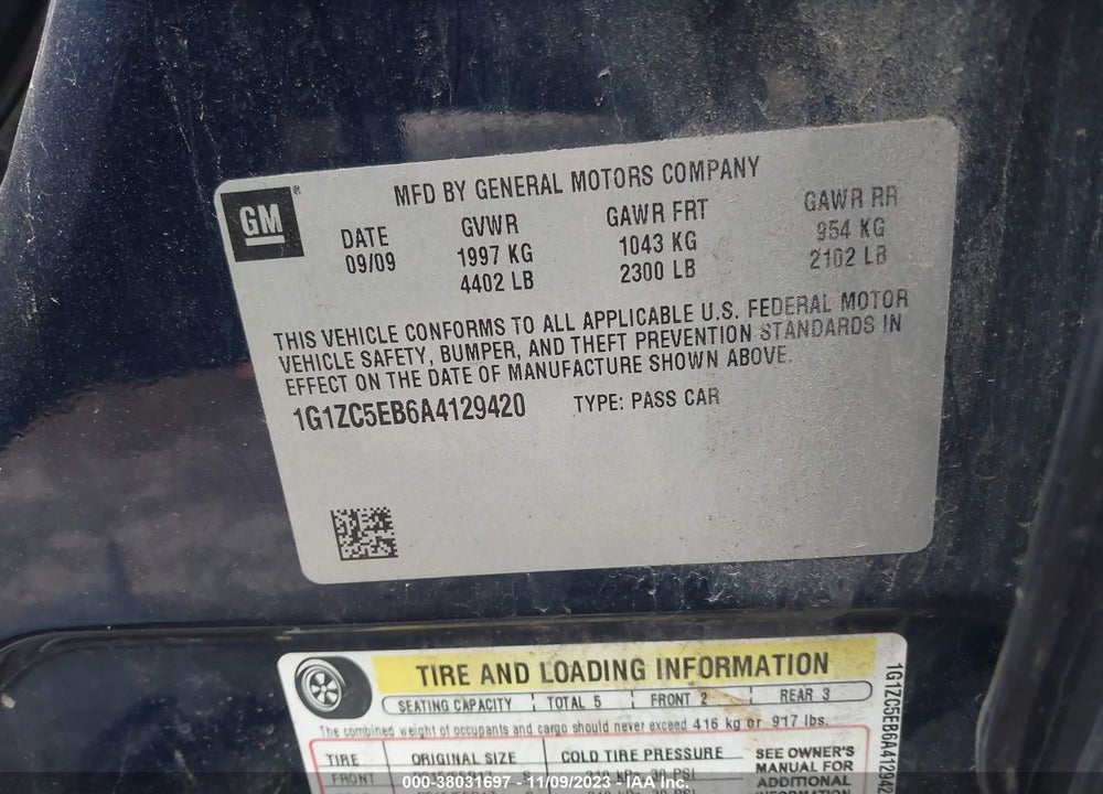 2010 CHEVROLET MALIBU LT VIN: 1G1ZC5EB6A4129420