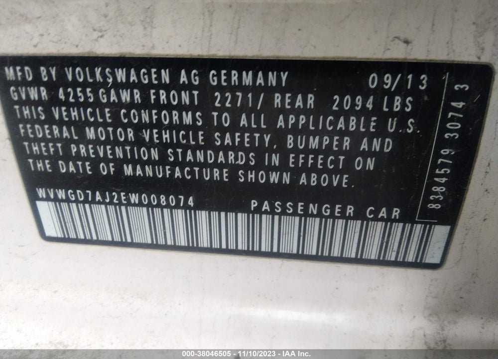 2014 VOLKSWAGEN GTI WOLFSBURG EDITION VIN: WVWGD7AJ2EW008074