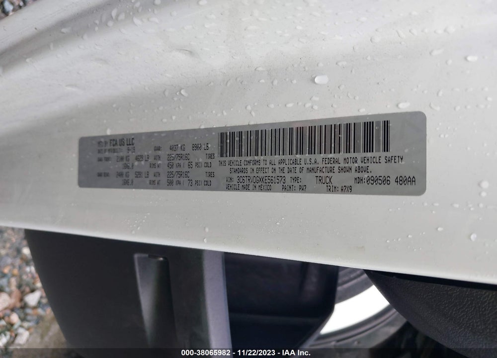 2019 RAM PROMASTER 2500 VIN: 3C6TRVDGXKE561573