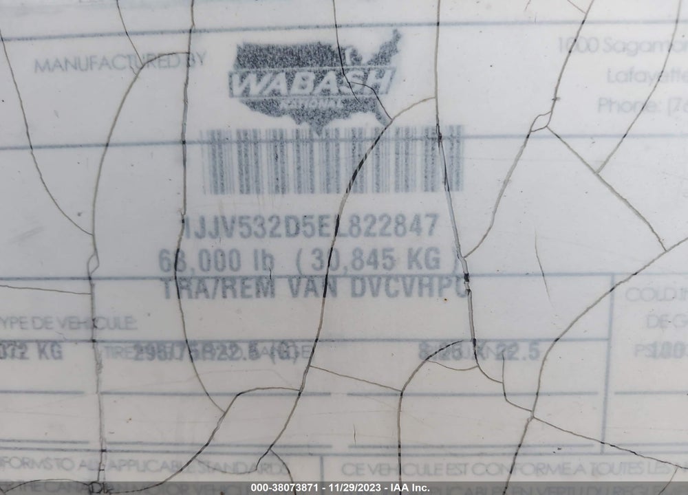 2014 WABASH NATIONAL CORP --- VIN: 1JJV532D5EL822847