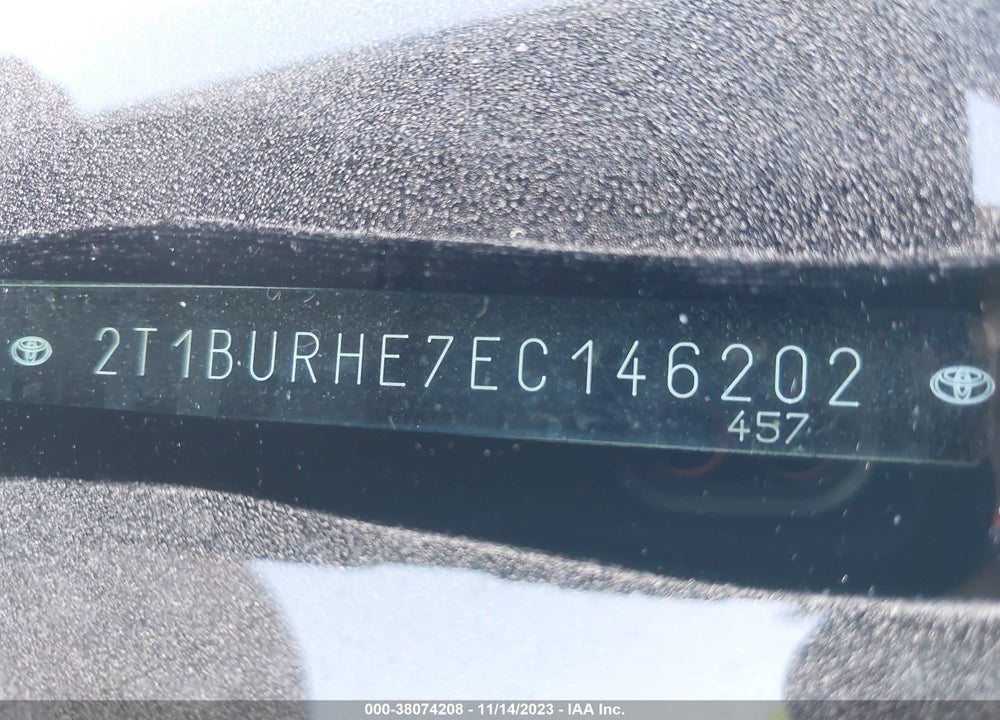2014 TOYOTA COROLLA VIN: 2T1BURHE7EC146202
