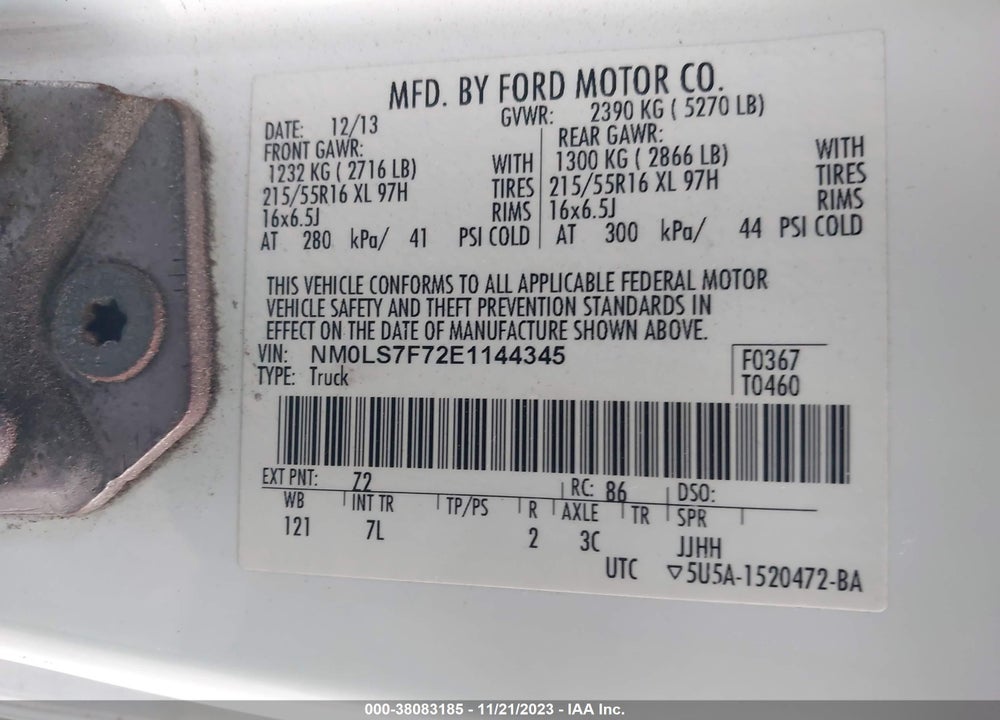 2014 FORD TRANSIT CONNECT XLT VIN: NM0LS7F72E1144345