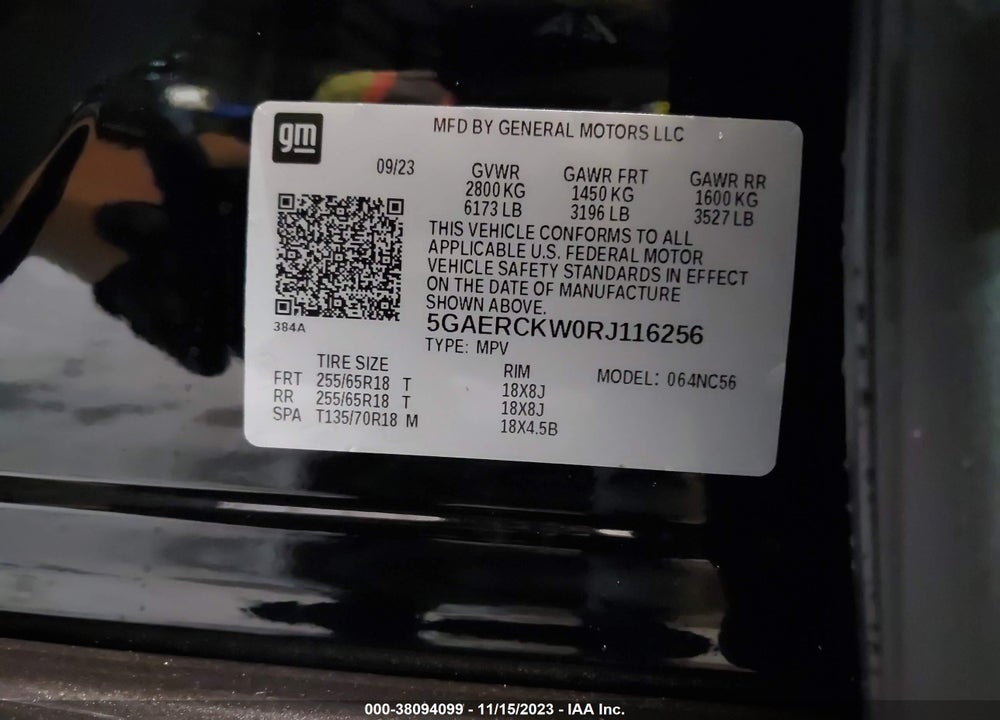 2024 BUICK ENCLAVE PREMIUM VIN: 5GAERCKW0RJ116256