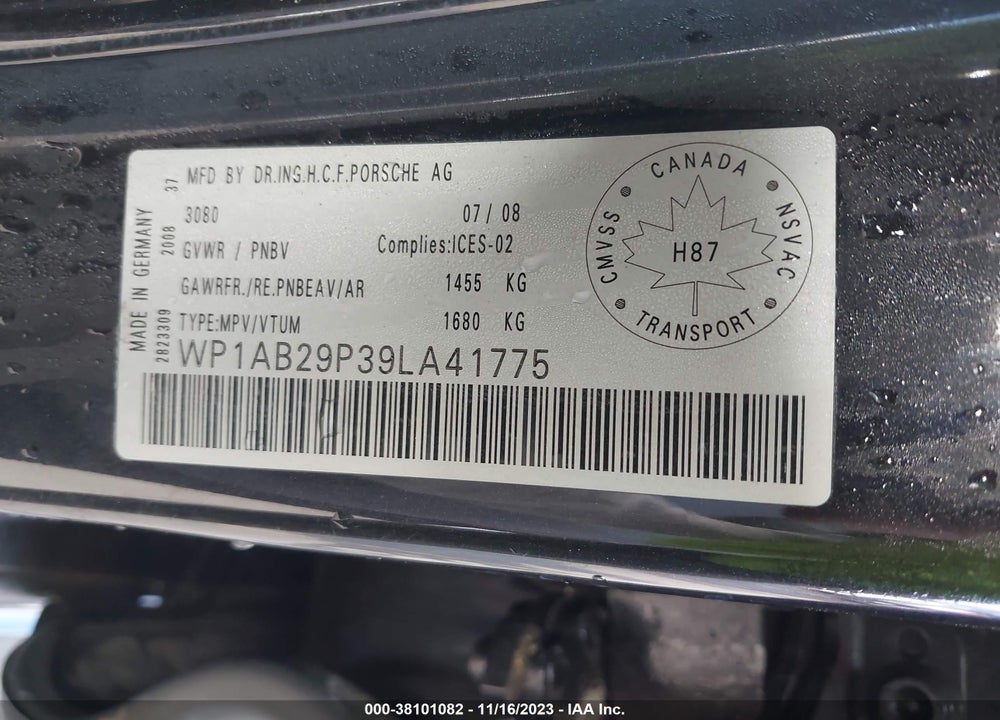2009 PORSCHE CAYENNE S VIN: WP1AB29P39LA41775