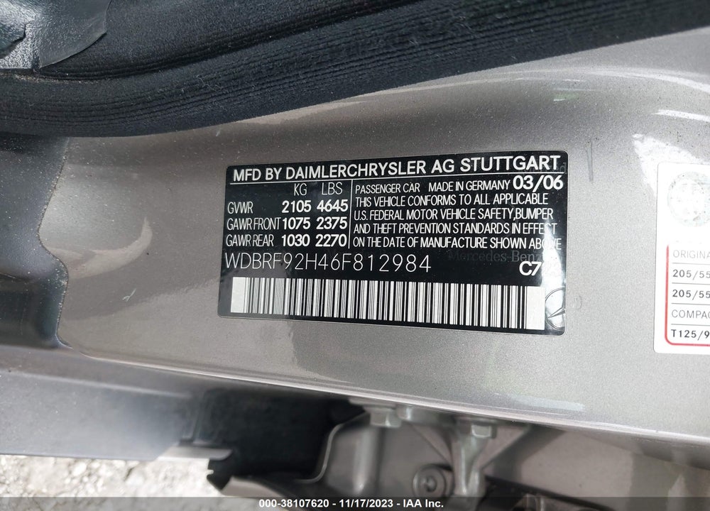 2006 MERCEDES-BENZ C 280 LUXURY 4MATIC VIN: WDBRF92H46F812984