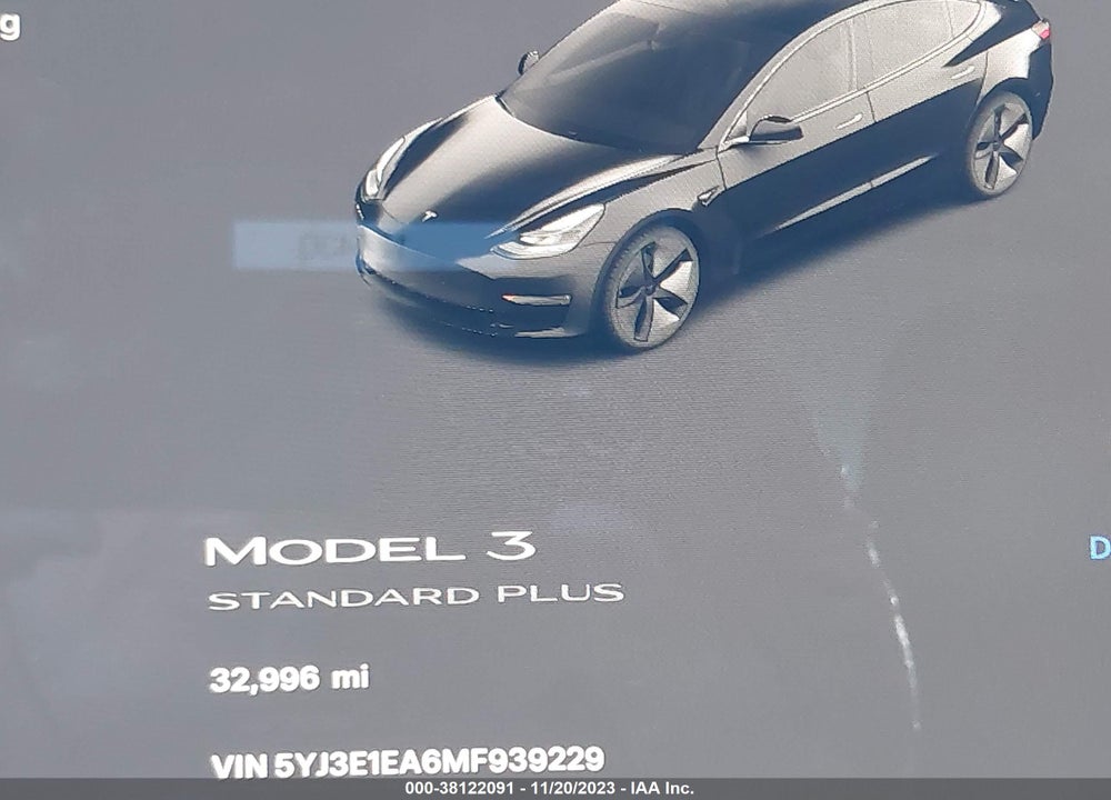 2021 TESLA MODEL 3 STANDARD RANGE PLUS REAR-WHEEL DRIVE VIN: 5YJ3E1EA6MF939229