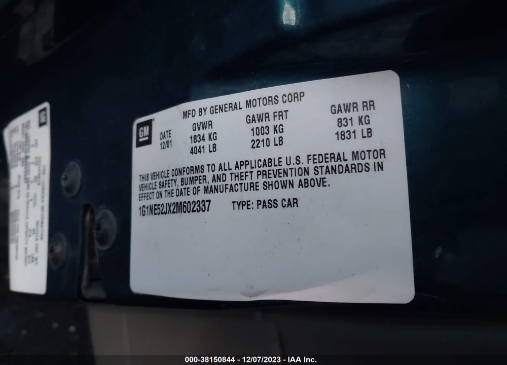 2002 CHEVROLET MALIBU LS VIN: 1G1NE52JX2M602337