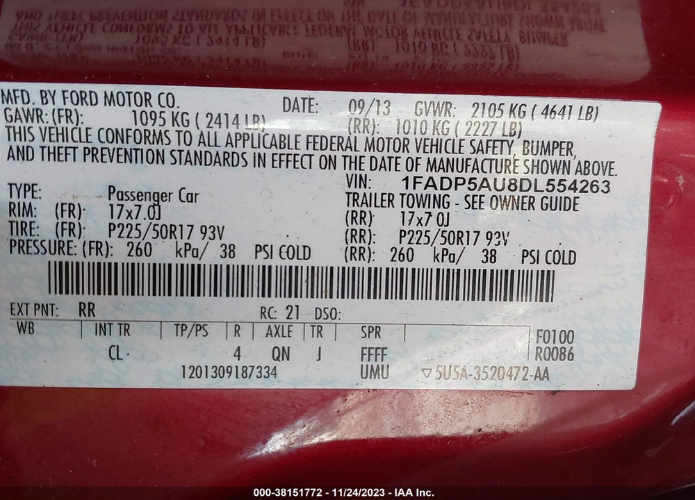 2013 FORD C-MAX HYBRID SE VIN: 1FADP5AU8DL554263