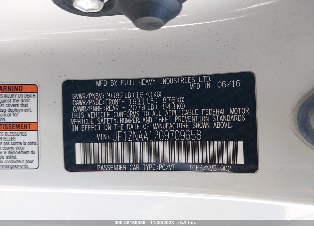 2016 SCION FR-S VIN: JF1ZNAA12G9709658