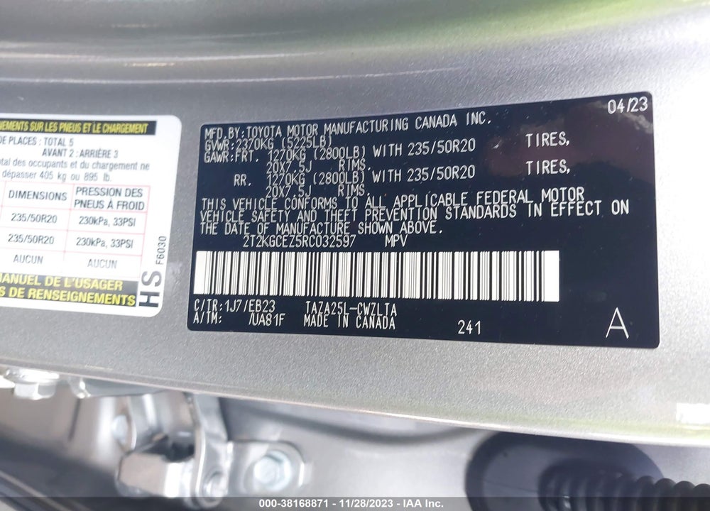 2024 LEXUS NX 350 VIN: 2T2KGCEZ5RC032597