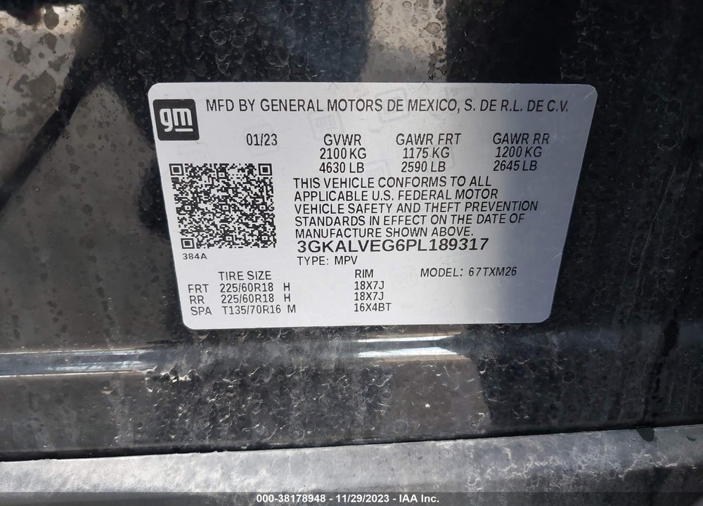 2023 GMC TERRAIN AWD SLT VIN: 3GKALVEG6PL189317