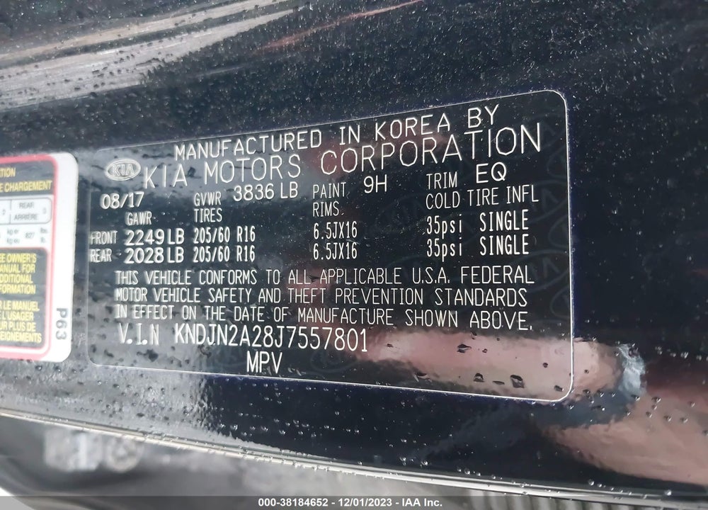 2018 KIA SOUL VIN: KNDJN2A28J7557801