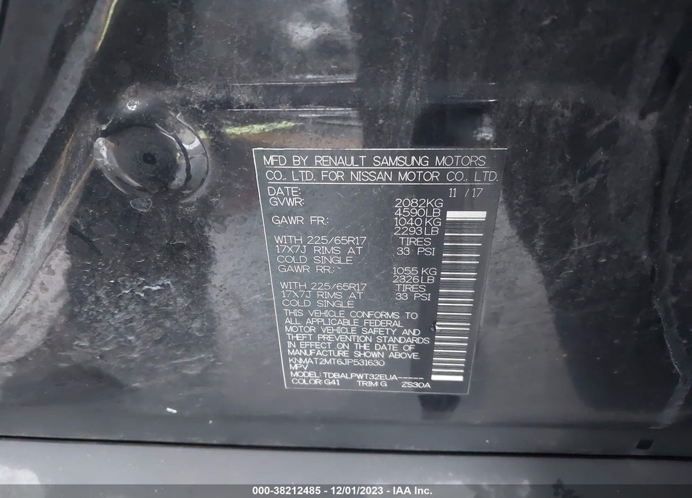 2018 NISSAN ROGUE S VIN: KNMAT2MT6JP531630