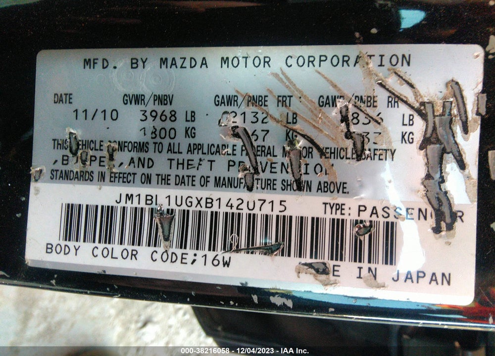 2011 MAZDA 3 I SPORT VIN: JM1BL1UGXB1420715