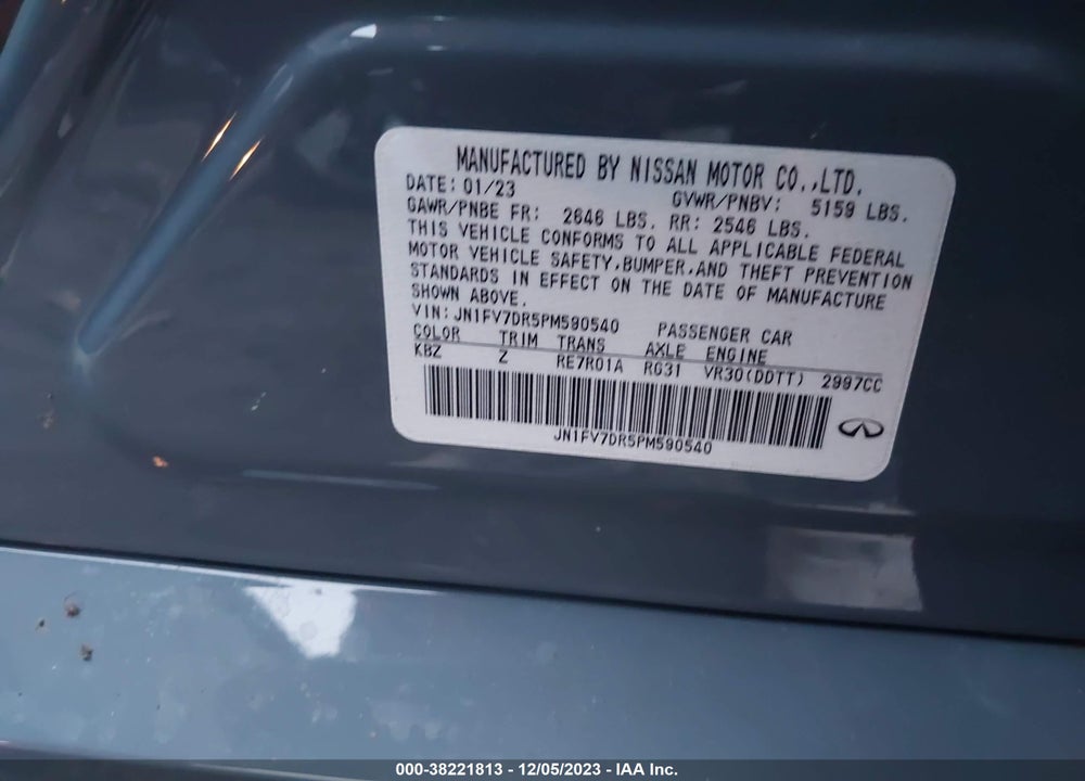2023 INFINITI Q50 RED SPORT 400 AWD VIN: JN1FV7DR5PM590540