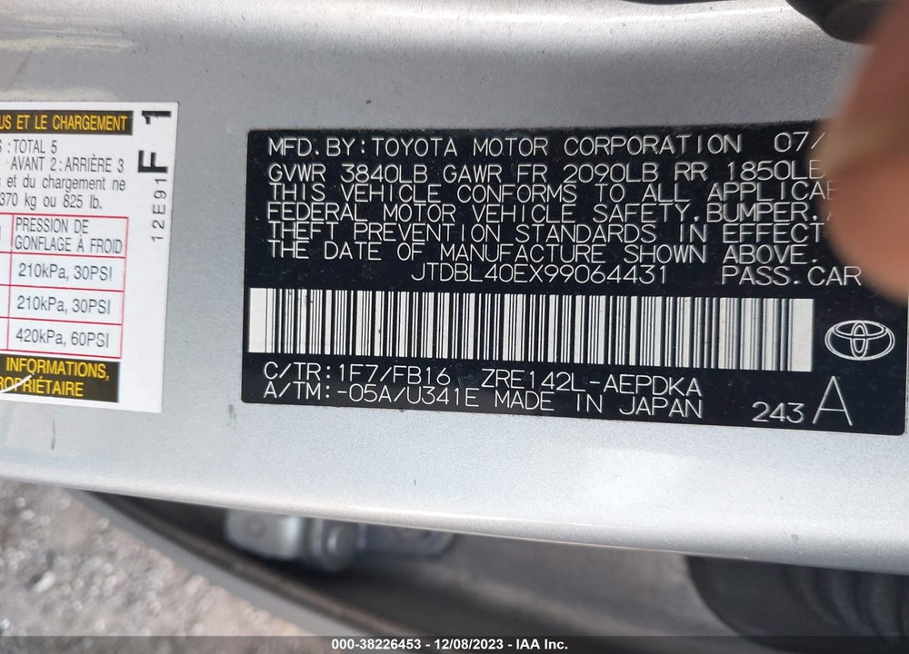 2009 TOYOTA COROLLA LE VIN: JTDBL40EX99064431