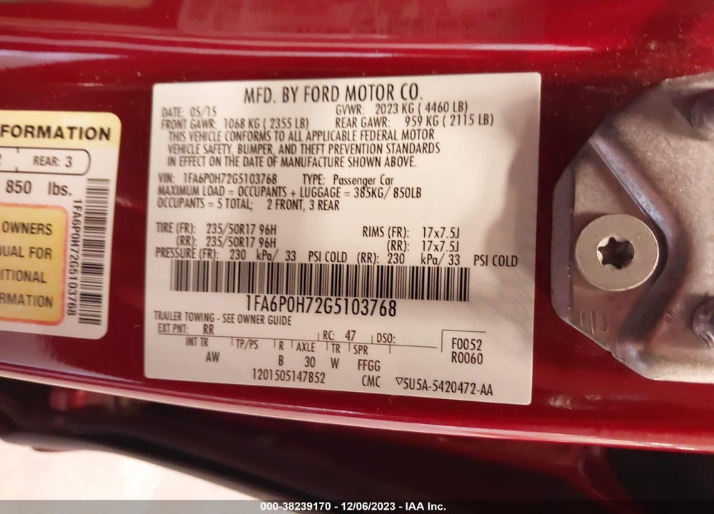 2016 FORD FUSION SE VIN: 1FA6P0H72G5103768
