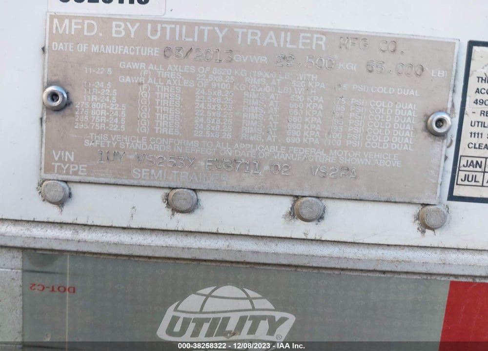 2014 UTILITY TRAILER MFG --- VIN: 1UYVS253XEU871102